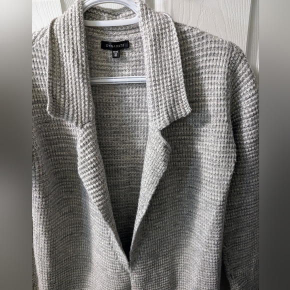 Dynamite Grey & White Knit Sweater Coat | Size XS - Picture 8 of 11